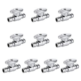 (Pack of 10) EFIELD 1/4 Turn Straight Stop Valve Pex-A Cold Expansion 1/2" Pex X 1/2" Pex Chrome Plated, ASTM F1960