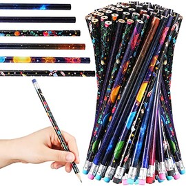 36 Pieces Outer Space Pencils for Kids Space Themed Party Favors Assorted Planet Pencils Galaxy Airplane Wood Pencils Fun Designs Writing Pencils with Erasers for Teacher Birthday Classroom Supplies