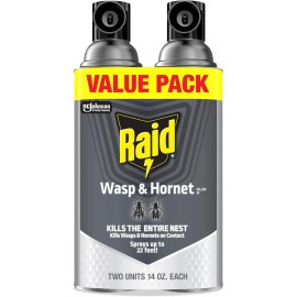 Raid Wasp & Hornet Killer Spray, 14 Oz, 2-Pack – Kills Entire Nest