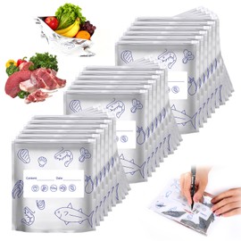 30PCS Reusable Aluminum Foil Sealable Storage Bags,Upgrade Reusable Aluminum Foil Storage Bags,Stand Up Foil Sealable Bags with Label and Zip Lock for Vegetable Fruit Meat(Large）