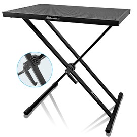 AXA AXCESSABLES AxcessAbles Lightweight 28x16 Portable DJ Table Stand | DJ booth with Double-X Keyboard Stand | DJ Laptop and Controller Stand | Midi Keyboard Stand | Audio Mixer Stand, DJ Desk, DJ Synth Stand