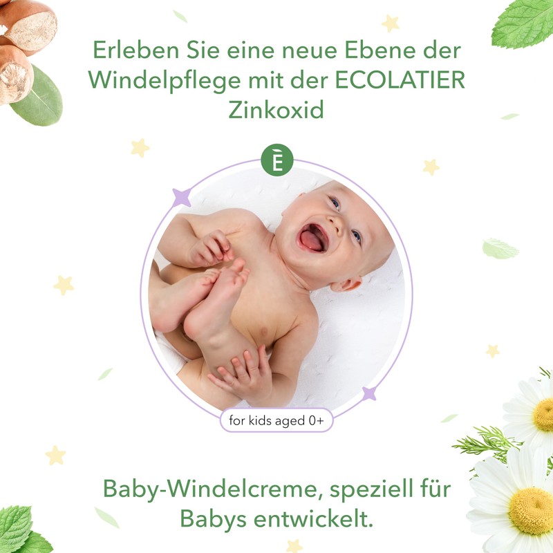 Ecolatier Zinc Oxide Baby Nappy Cream, 100 ml, Vegan Certified,