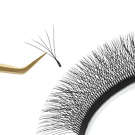 Costory Volume Eyelash Extensions, 5D Prefabricated Fan Eyelashes, Self-Fanning Hand Weaving, Black, W-Shaped, Time-Saving, Artificial Eyelashes (0.07 C Curl, 15 mm, Mixed)
