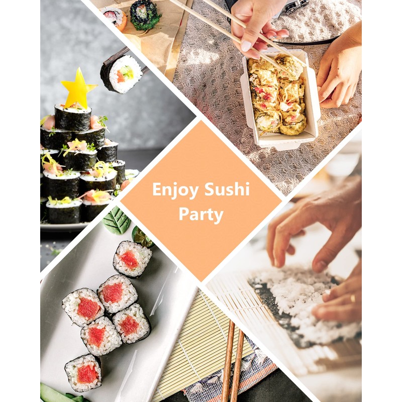 JIALEEY Bamboo Sushi Rolling Mat, 9.5x9.5 Inch, 6 PCS Set