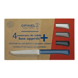 Opinel Set of 4 Bon Appetit+ Dishwasher Safe Serrated Steak Knives - Storm