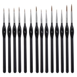 14 Pieces Fine Detail Paint Brush Miniature Painting Brushes Kit Mini Paints Brush Set for Acrylic, Watercolor, Oil, Face, Nail, Scale Model Painting, Line Drawing - Black