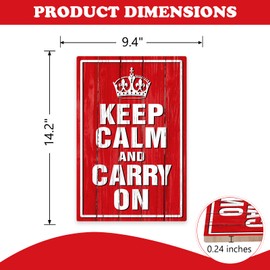 Bolisom Inspirational Keep Calm and Carry on Front Door Sign, Motivational Crown Wood Hanger Outdoor Outside Porch Decor, Red Farmhouse Wooden Wreath Indoor Wall Hanging Home Office Bar Decoration