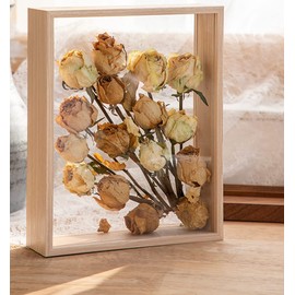 JOSON Wooden Dried Flower Photo Frame Dried Flower Display Stand Decorative Floating Photo Frame（8 * 10''-primary color