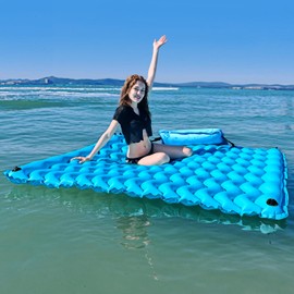 Sunrio 2025 Upgrade 72''*72'' Giant Inflatable Floating Mat-Pool Float Lake Floats for Adults with Air Pillow Pool Mats for Floating Swimming Pool Beach Lake for Summer Water Party Blue