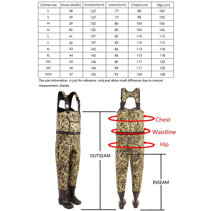 NEYGU 5mm Neoprene Waders with 1500g Weight Rubber Boots