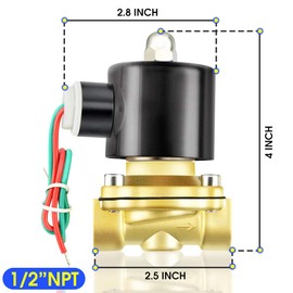 Tailonz Pneumatic 1/2 Inch NPT 12V/24V/110V/220V Brass Electric Solenoid Valve 2W160-15 Normally Closed Water, Air, Diesel