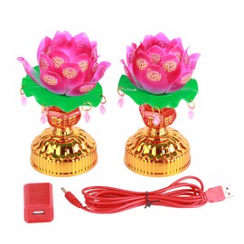 1 Pair LED Lotus Light Buddha Lotus Lamp USB Powered Light Transmitting Engraving Pattern Household LED Lamp 15x7.5cm