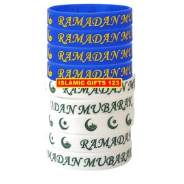 24 PCS Ramadan Mubarak Bracelets Ramadan Gift Festival Party Wristbands Supplies Colored Silicone Bracelets for Muslim Eid Ramadan Party Supplies Islamic Favors (Ramadan)