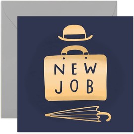 Old English Co. New Job Card - Congratulations Briefcase Greeting Card for Men and Women | Celebrate a Promotion, Exam, Graduate | Blank Inside & Envelope Included