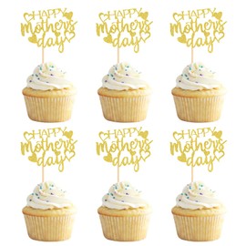 Keaziu Paquete de 24 decoraciones para cupcakes con texto en inglés "Happy Mother's Day", decoración de tartas, suministros de fiesta para el día de la madre, decoración de cupcakes, color rosa, 2 unidades