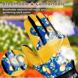 MERTURN Tough Leather Gardening Gloves Cactus Work Gardening Gloves for Women Thorn Proof Working Gloves Gardening Gifts, Color B