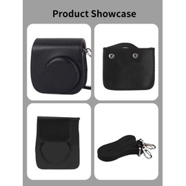 Protective Shoulder Bag for Instax Mini Cameras - Compatible with Mini 12, 11, 9, and 8 - PU Material - Black