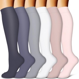 BLUEENJOY - Calcetines de compresión de cobre para mujeres y hombres (6 pares), el mejor apoyo para enfermeras, correr, senderismo, recuperación