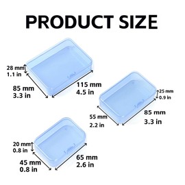 LJY 36 Pieces Mixed Sizes Rectangular Empty Mini Plastic Storage Containers with Lids for Small Items and Other Craft Projects (Blue)