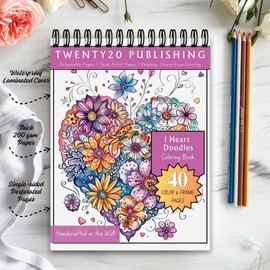 I Heart Doodles Relaxing Coloring Book for Adults and Children, 40 Mandala Designs, Thick Artist Paper, Spiral Bound, Gift for Adults to Relax, Anxiety and Depression
