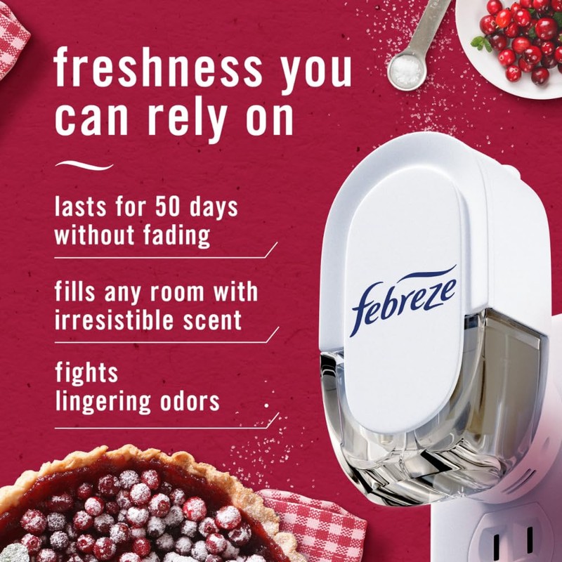 Febreze Plug In Air Freshener, Odor-Fighting Scented Oil Refill, Cranberry