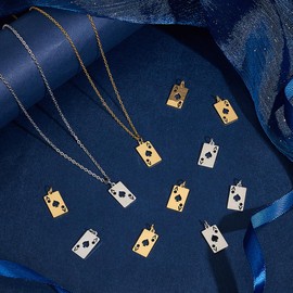 UNICRAFTALE 20 Pieces 2 Colours Heart Poker Cards Pendant Playing Cards Pendant Stainless Steel Pendant Rectangular Cards Pendant Hollow Heart Ace Pendant for Bracelets Necklaces Jewellery Making,
