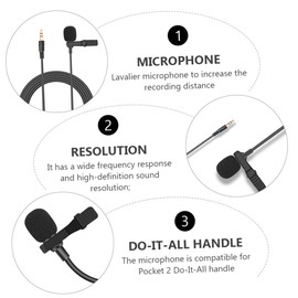 KONTONTY Lavalier Clip Microphone for Pocket Interface Omnidirectional Design for Vlogs Live Broadcasts and Interviews and Construction Secure Collar Clip