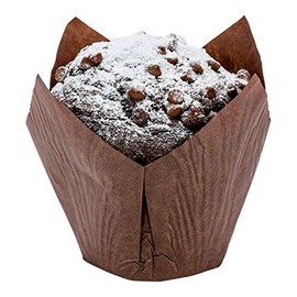 Restaurantware Panificio Premium 4 oz Brown Paper Tulip Baking Cup: Paper Baking Cups Perfect for Muffins Cupcakes or Mini Snacks - Greaseproof - Disposable and Recyclable - 200ct Box