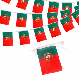 Portugal Flaggen Bunting Portugiesische Bunting Dekorationen 10m 30 Flaggen, Portugiesische Flaggen Banner Portugal Bunting für Spiele Sport Fußball Events Nationaler Tag Party Dekorationen