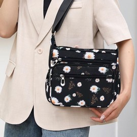 FAVORTALK Cross Body Bag Large Capacity Waterproof Crossbody Bags for Women Girls Large Portable Over Shoulder Handbags Nylon Messenger Bag with Multi Pockets Suit for Travel Shopping Work - B39103