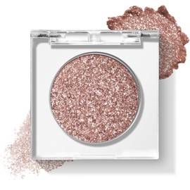 KYDA Single Glitter Eyeshadow, Champagne with Dark Brown Base, Dark Champagne Sparkling Eyes Glitter, Lasting Blendable Shimmer Eyes Shadow, Soft Buildable Glossy Color, Wet Look Effect, Oolong Tea