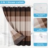 Nesphy Shower Curtain and Liner, Brown Striped 3 in 1