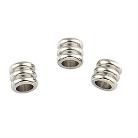 Perlin Stainless Steel Spacer Beads, 5pcs, Silver, 8mm x 7mm, Tube/Tube, for Paracord Leather Band, Craft Beads