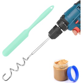 Zarique 1 Set Stainless Steel Peanut Butter Mixer, 11.8 Inch Drill Nut Butter Mixer,Nut Butter Blender for Fast, Even Mixing of Jams, Honey & More ﻿