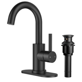 FORIOUS Wet Bar Sink Faucet Single Hole with 360° Swivel Spout, Single Handle Bathroom Faucet 1 Hole or 3 Hole Matte Black with cUPC Supply Line, Single Handle Bathroom Sink Faucet Black Bar Faucet