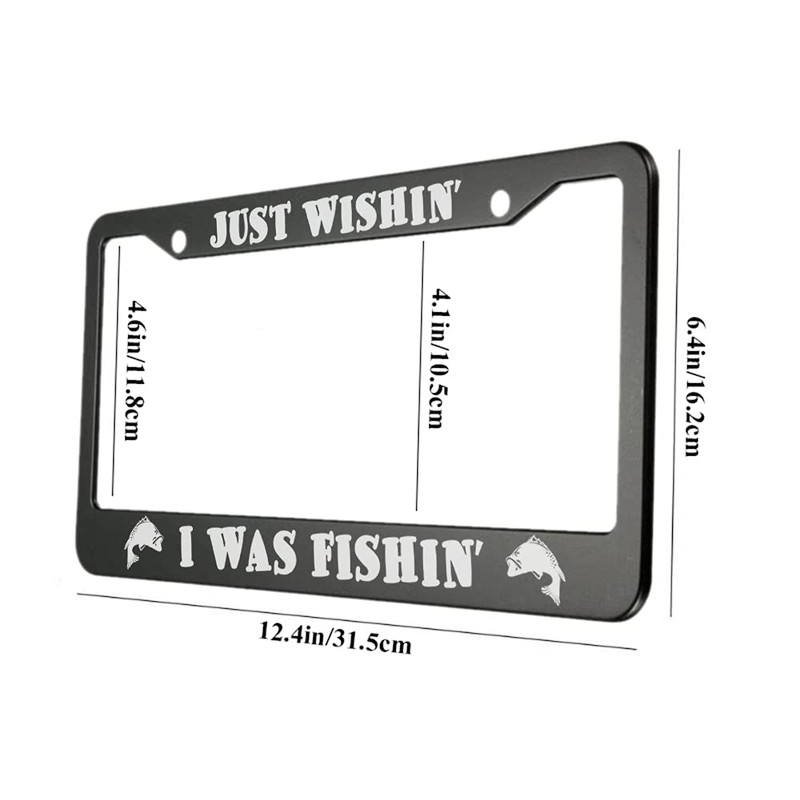oFloral Just Wishin I was Fishin Aluminum Alloy License Plate