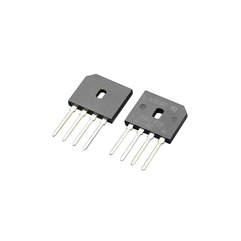 ASEMI 10x GBU606/GBU6J Flat Bridge Rectifier Diode Through Hole 6A
