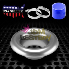 JDMBESTBOY 4" Gunmetal Short Ram Cold Air Intake Turbo Horn Aluminum Alloy Velocity Stack Adapter Kit with Silicone Hose