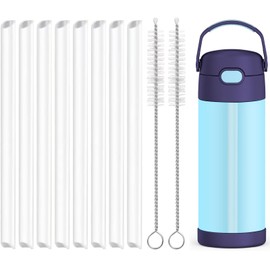 Bubrike Replacement Straws Compatible with Thermos Funtainer 14 Ounce Kids Water Bottle- Accessories Set Include 8 BPA-FREE Straws and 2 Cleaning Brush