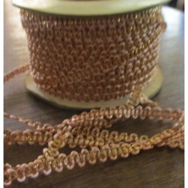 Imperio 2 yd ~ Vintage Mini Pink  gold  Metallic 1/8" French Braid  Trim ~doll
