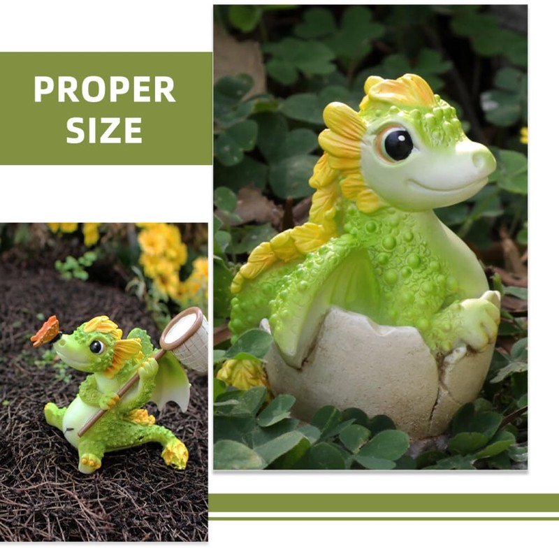 SUPVOX Resin Dragon Garden Statue Small Dragon Figurine for Garden