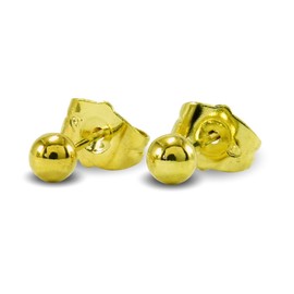 Blue Diamond Club - Small Discrete 9ct Gold Filled Ball Stud Earrings 4mm Girls Womens 9K,BE4002