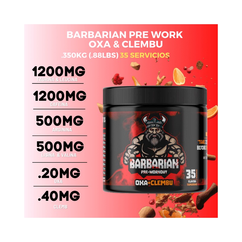 Pre ENTRENO BIOTECKPHARMA Barbarian Oxa y Clem 350 gr rinde