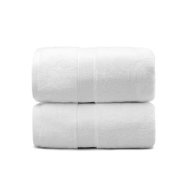 Weierduosi Super Absorbent, Quick Drying | Hotel Quality Oversized Bath Towel, 2 Piece Deluxe Soft Bath Towel - 650GSM Cotton Deluxe Beach Towel Oversized 80 x 160cm (31.5 x 63in) (White)