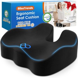 BlissTrends Memory Foam Seat Cushion for Office Chair & Car Seat, Black
