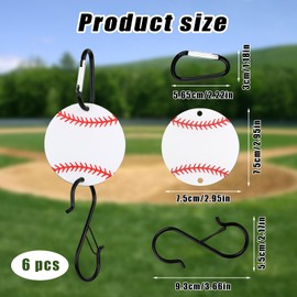 lasuroa 6pcs Baseball Bag Hooks for Fence, Metal Fence Hooks with DIY Acrylic Plates Sports Dugout Organizer for Bat Bags Helmets Water Bottles & Backpacks