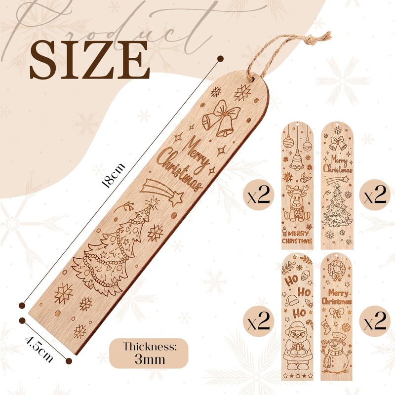 Dianelhall Pack of 8 Christmas Bookmarks 18 x 4.5 cm