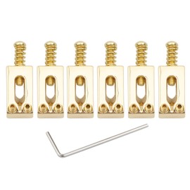 Unxuey Guitar Bridge Saddles, 6pcs Electric Tele Guitar Tremolo Saddles Bridge for Fender Strat Stratocaster Electric Guitar Replacement with Wrench