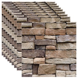 Veczom 10PCS 3D Wall Panels Peel and Stick, 3D Brick Wallpaper Peel and Stick PVC Stone Wall Panels Self-Adhesive Waterproof Wallpaper for Living Room,Interior Wall, Lobby Bedroom Hotel Office Decor