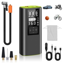 Tire Inflator Portable Air Compressor, Air Pump for Car Tires with 150PSI Dual Digital Pressure Gauge, Emergency LED Flashlight, Portable Tire Inflator for Car Motorcycle Bike Balls